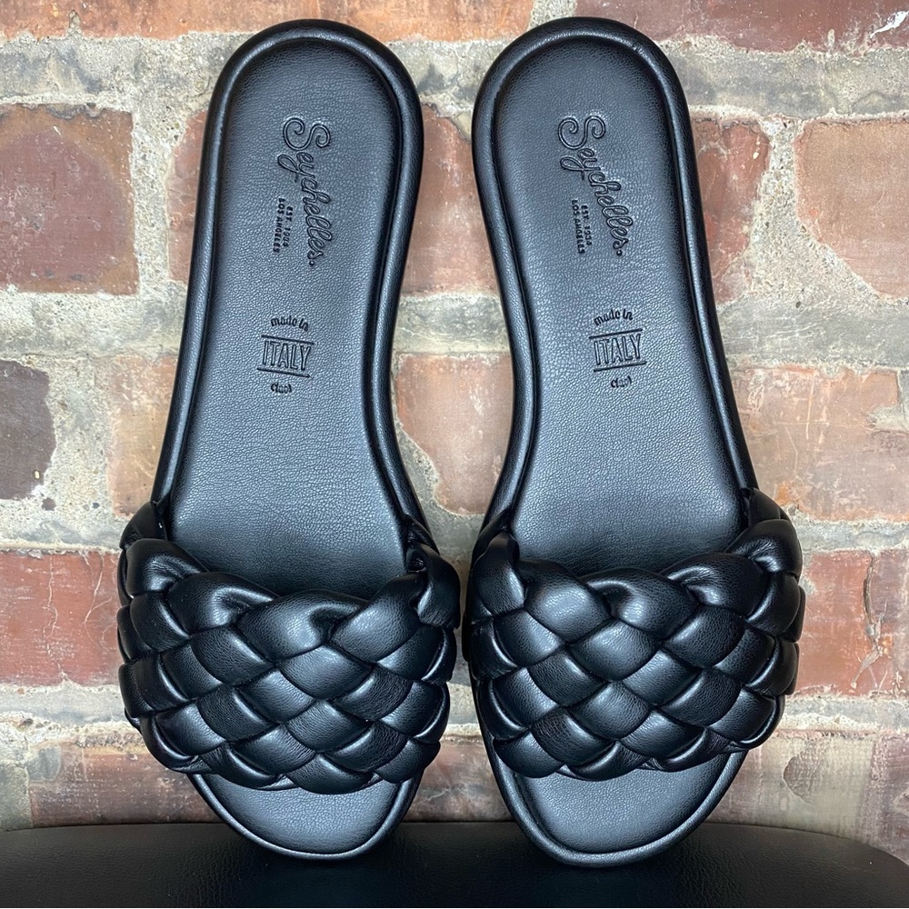 Seychelles Bellissima Slides Black Women's Size 8.5 Shoes Woven Sandals